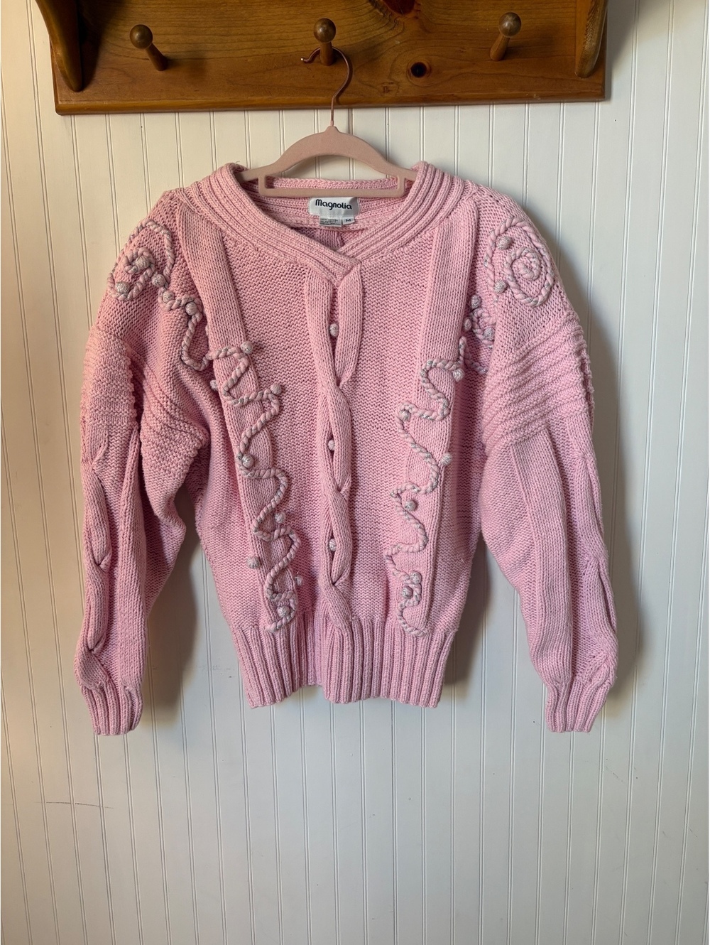 Magnolia Pink 100% Cotton Medium Knit Sweater READ